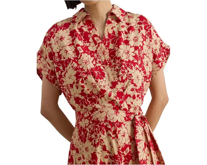 Платье Lauren Ralph Lauren с цветочным принтом и поясом из крепа