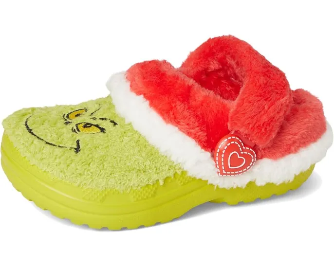 Утепленные кроксы The Grinch Classic Lined Clog для детей с искусственным мехом