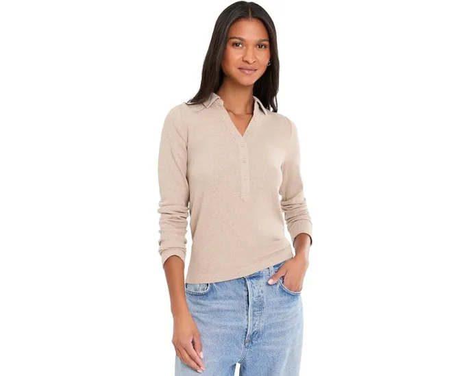 Поло Perfect Knit Rib с классическим воротником и длинными рукавами от NIC+ZOE