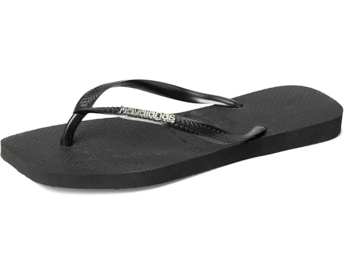 Шлепанцы Havaianas Slim Square Logo Metallic с узким ремешком