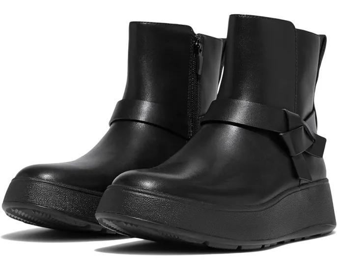 Короткие ботинки FitFlop F-Mode на платформе из кожи с узлом