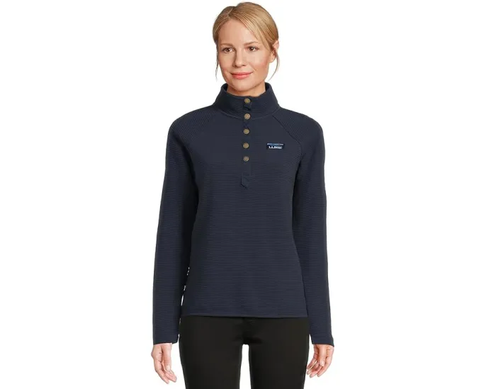 L.L.Bean Свитер Lakewashed Ottoman Knit с кнопками на воротнике