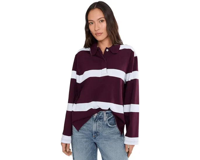 Повседневная хлопковая поло с длинным рукавом от Madewell