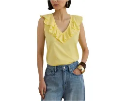 Топ Lauren Ralph Lauren без рукавов из джерси с рюшами и V-образным вырезом