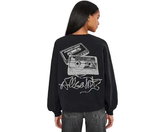 Свитшот AllSaints Reel Lila с принтом и винтажным стилем