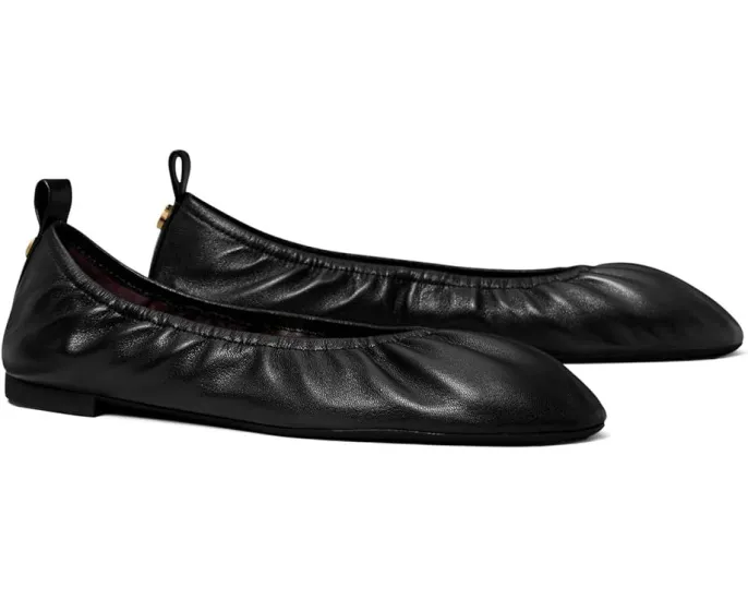 Балетки Tory Burch Eddie Ballet 2.0 с эластичным краем и кожаной стелькой