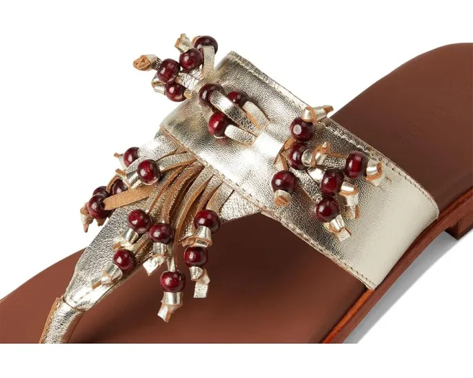 Веганские сандалии Free People Sadie с деревянными бусинами и металлической кожей