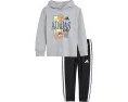 Adidas детский спортивный костюм с капюшоном и принтом Серый