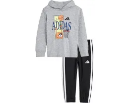 Adidas детский спортивный костюм с капюшоном и принтом Серый