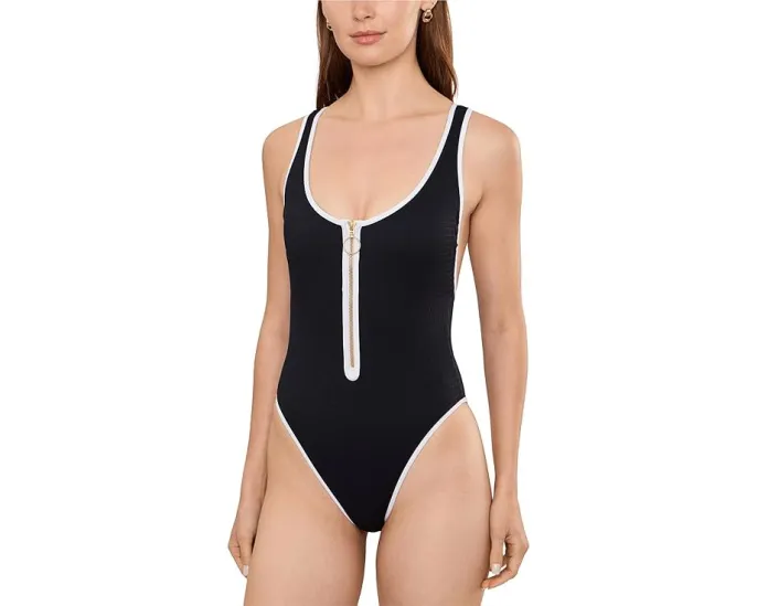 Купальник цельный Seafolly Beach Bound Retro Tank с молнией спереди