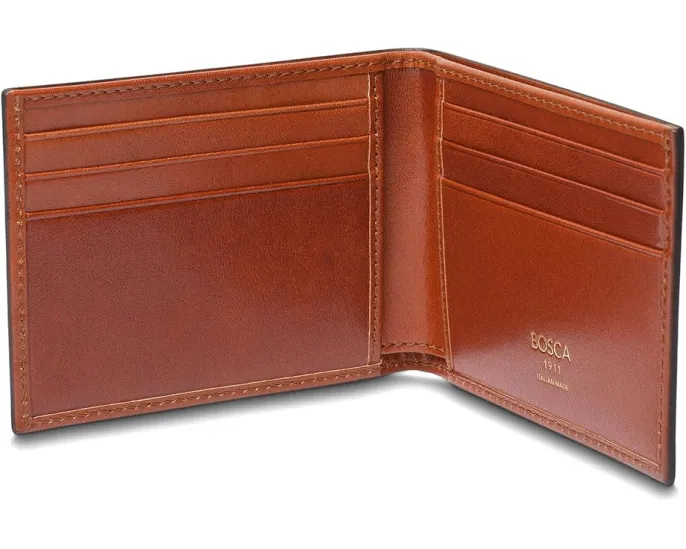 Маленький кожаный кошелек Bosca Hard Smoked с эффектом обжига и шестью отделениями