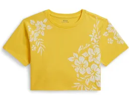 Хлопковая футболка Polo Ralph Lauren Kids свободного кроя с цветочным принтом