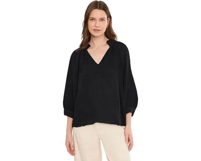 Топ Michael Stars Kali с рукавом 3/4 и рюшами на V-образном вырезе