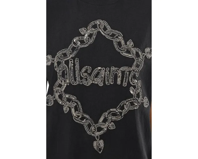 Футболка AllSaints Drip Emb Bf с принтом и oversize кроем