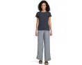 Полосковые брюки L.L.Bean Premium Linen Breezy с поясом на резинке и прямым кроем
