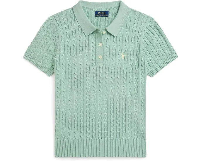 Свитер-поло из хлопка с мелким жаккардом Polo Ralph Lauren Kids для детей постарше