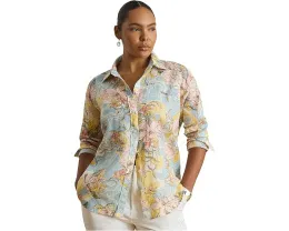 Свободная льняная рубашка Lauren Ralph Lauren с цветочным принтом