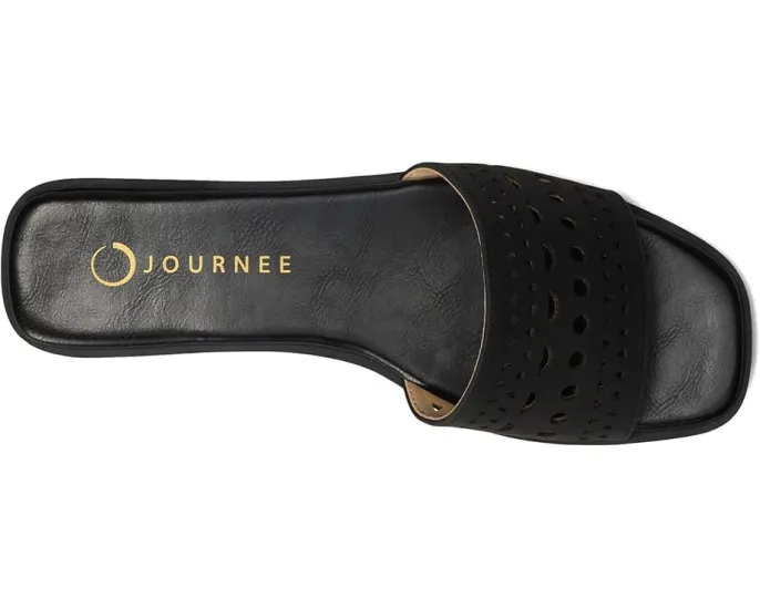 Босоножки Brodie от Journee Collection на плоской подошве из кожзаменителя с лазерной перфорацией