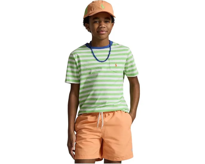 Striped Cotton Jersey Pocket Tee (Big Kid)