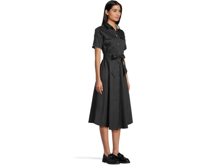 Платье миди Barbour Ivy из хлопкового сатина с погонами и поясом