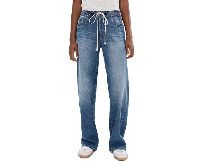 Джинсы AG Adria с низкой посадкой и широкими штанинами на резинке