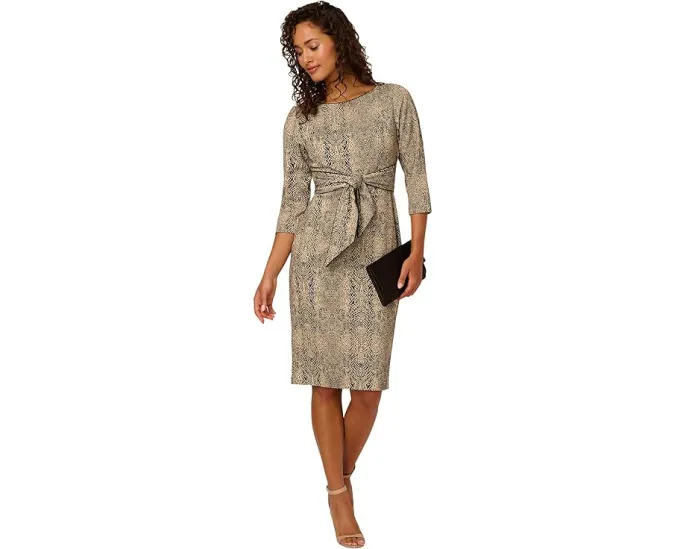 Платье Adrianna Papell с принтом животных и завязкой на талии