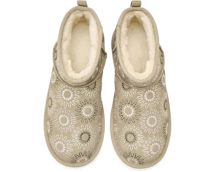 Детские угги UGG Kids Classic Ultra Mini Sun Stitched с вышивкой
