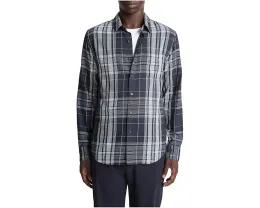Рубашка Vince Dunluce Plaid с отдельной планкой и клеткой oversize