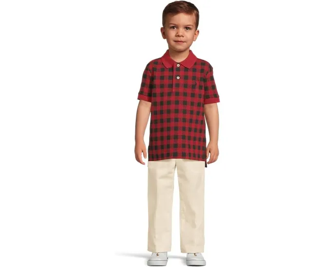 Хлопковая поло Buffalo Check в сетку Polo Ralph Lauren Kids для малышей и младших детей