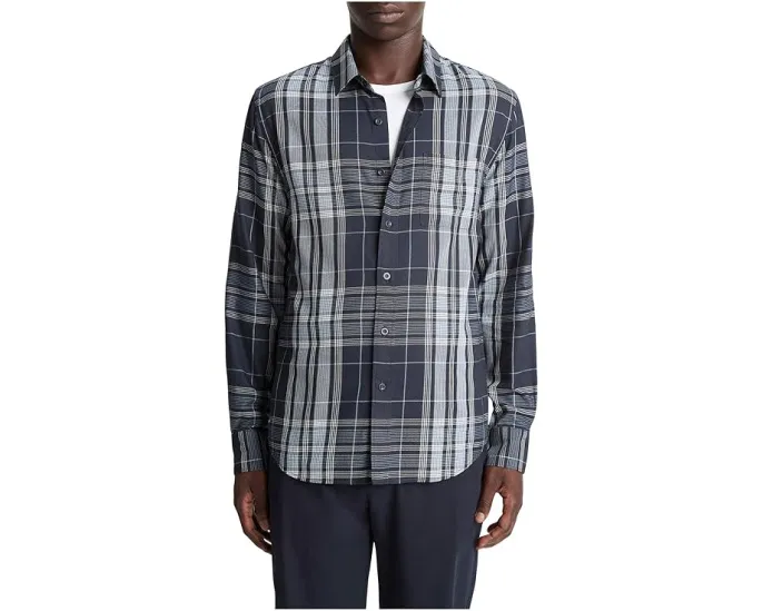 Рубашка Vince Dunluce Plaid с отдельной планкой и клеткой oversize