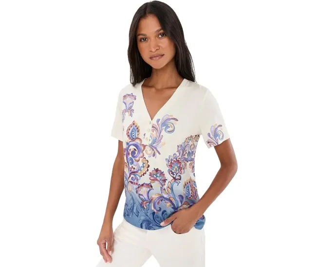 Футболка любимая The Janie Favorite Button Neck Tee от Johnny Was