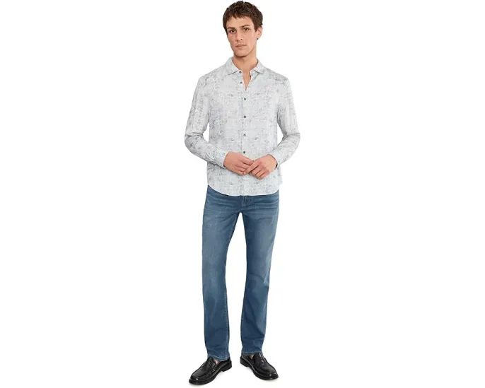 Рубашка John Varvatos Luca из модала с отложным воротником и длинными рукавами