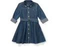 Джинсовое платье-рубашка Polo Ralph Lauren с поясом для маленьких девочек