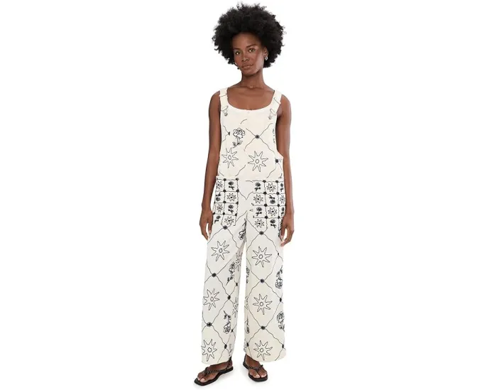 Free People Комбинезон Rising Sun с уникальной вышивкой на жестком дениме