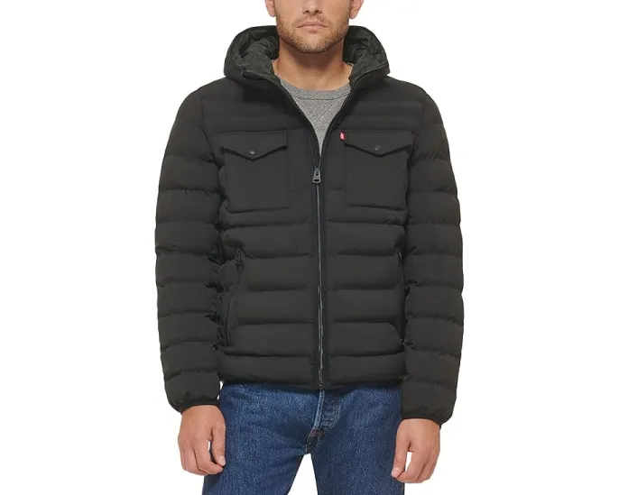 Стеганая куртка Levi's Stretch с двумя карманами и капюшоном