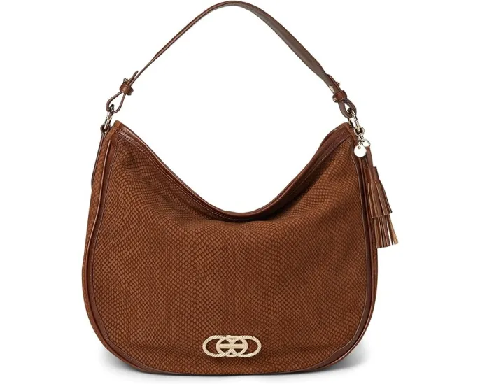 Сумка через плечо Kathleen с широким мягким ремнем и змеиным тиснением Brahmin