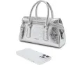 Мини сумка Kate Spade New York из металлизированной кожи с тисненым логотипом