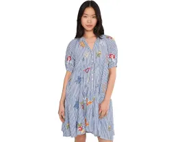 Karyn Seo Платье Karia в полоску с вышивкой и ярусной юбкой