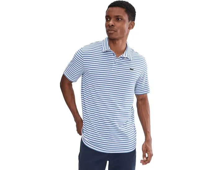 Поло для гольфа Lacoste в полоску с технологией Ultra Dry из переработанного полиэстера