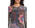 Футболка Johnny Was Natalie с длинным рукавом из сетки и ярким принтом