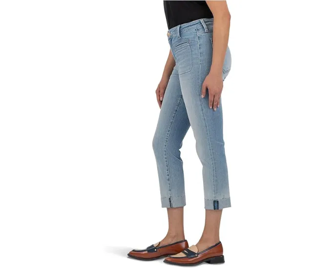 Джинсы KUT from the Kloth Amy Crop с прямыми штанинами и подвернутым подолом