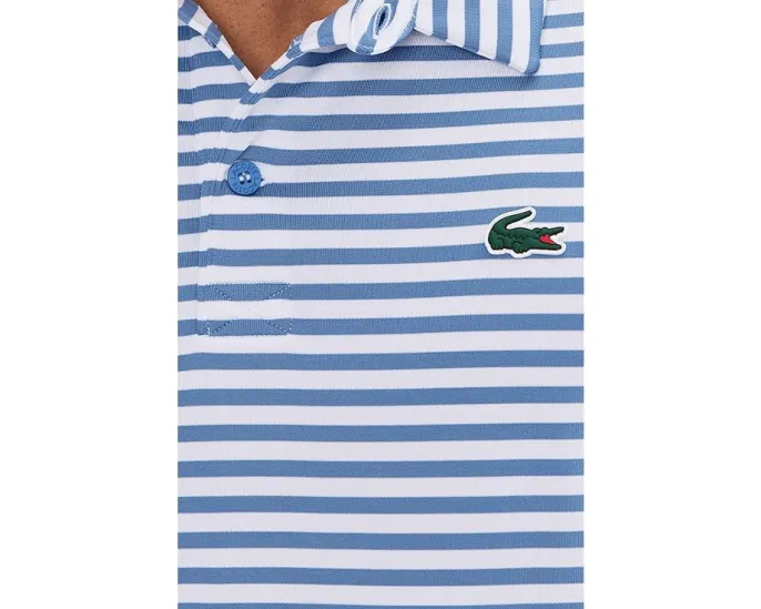 Поло для гольфа Lacoste в полоску с технологией Ultra Dry из переработанного полиэстера