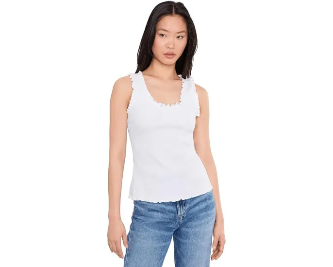 Топ с рюшами и ребристой вязкой Vince Camuto из хлопка и спандекса