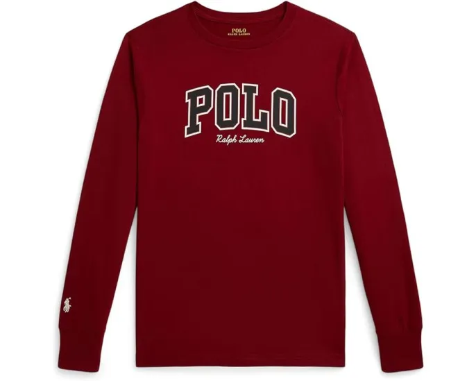 Футболка с длинным рукавом и логотипом из хлопка Polo Ralph Lauren Kids для детей