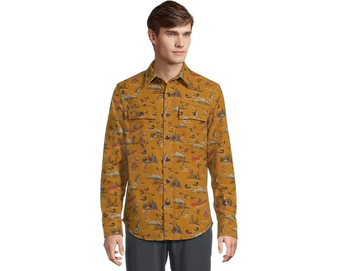 Рубашка L.L.Bean Signature 1933 из замши с длинным рукавом и узором классического кроя