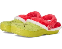 Теплые детские сабо Crocs Kids с подкладкой в стиле Гринча