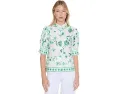 CeCe топ Cotton Sateen Hidden Placket из хлопкового сатина