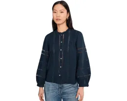 Блуза Madewell с высоким воротником и вставками из кружева