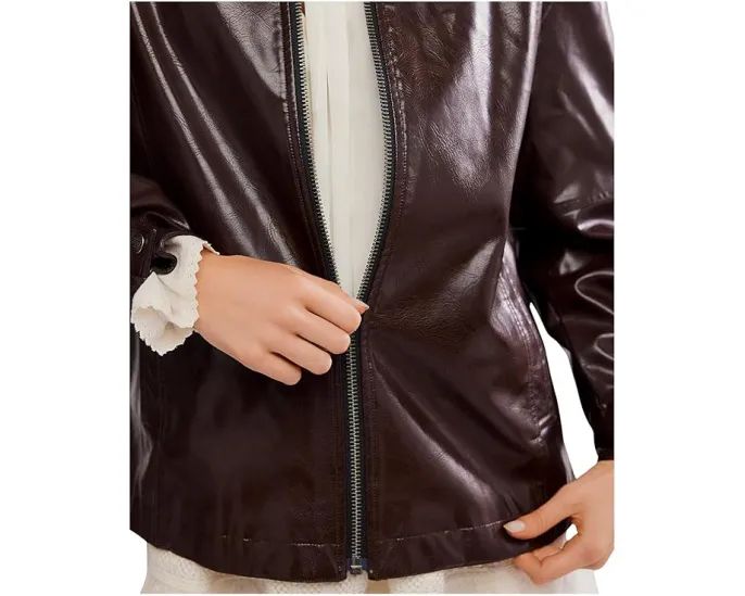 Куртка из веганской кожи We The Free Sloane с блестящим покрытием и воротником