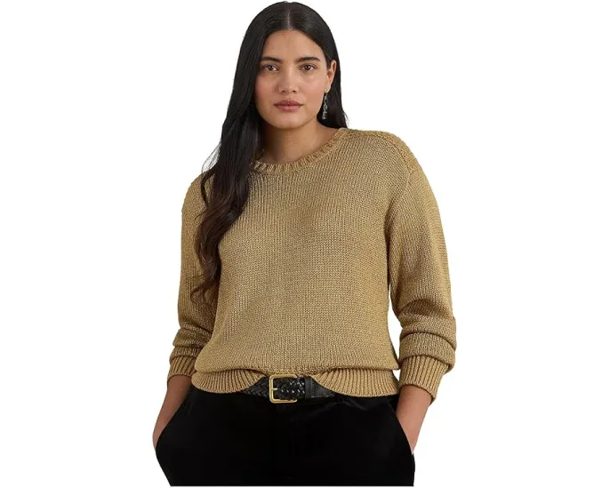 Свитер Lauren Ralph Lauren Plus Size с металликом и круглой горловиной